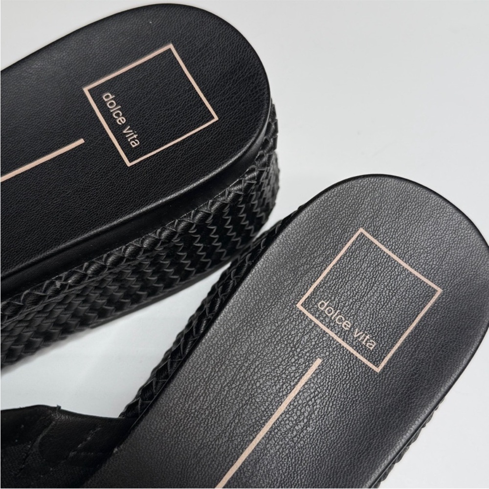 Dolce Vita Black Woven Wimsyn Platform Slide Mules 7.5 - Picture 7 of 10